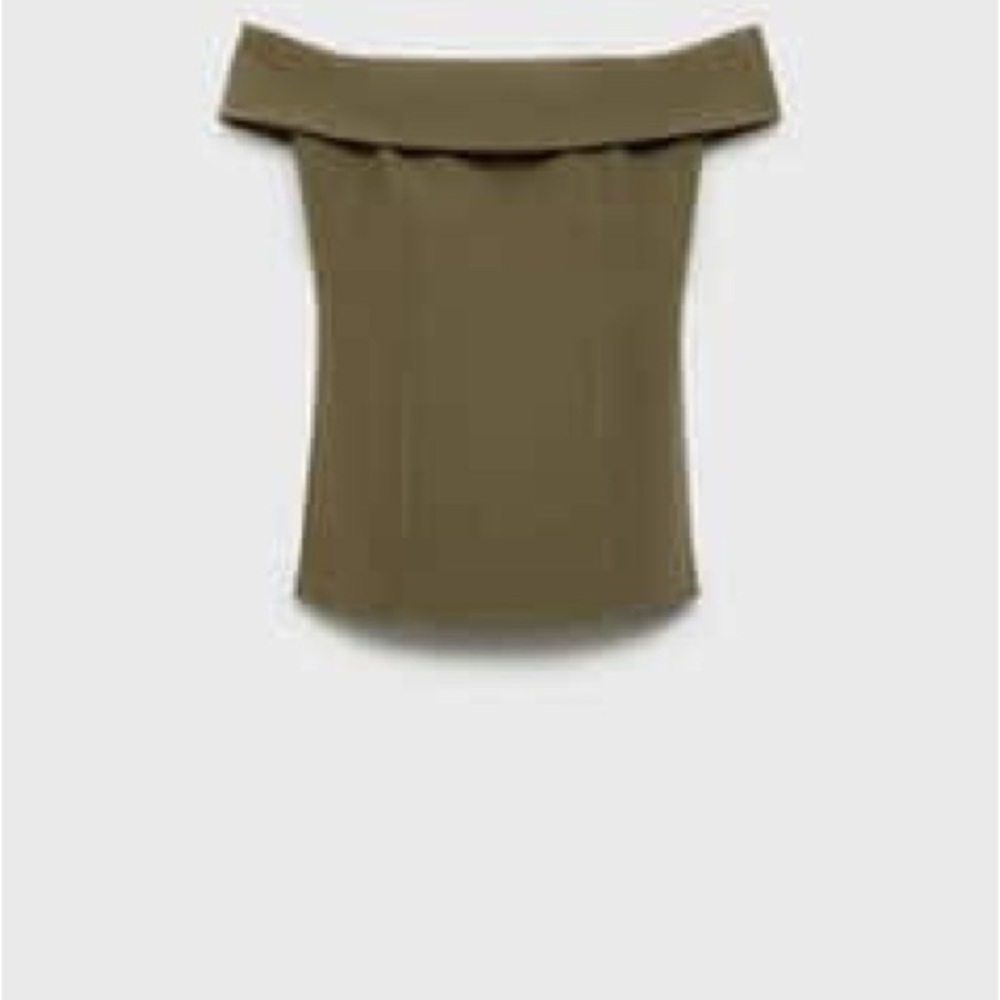 Mango Off-Shoulder Olive Green Camisole